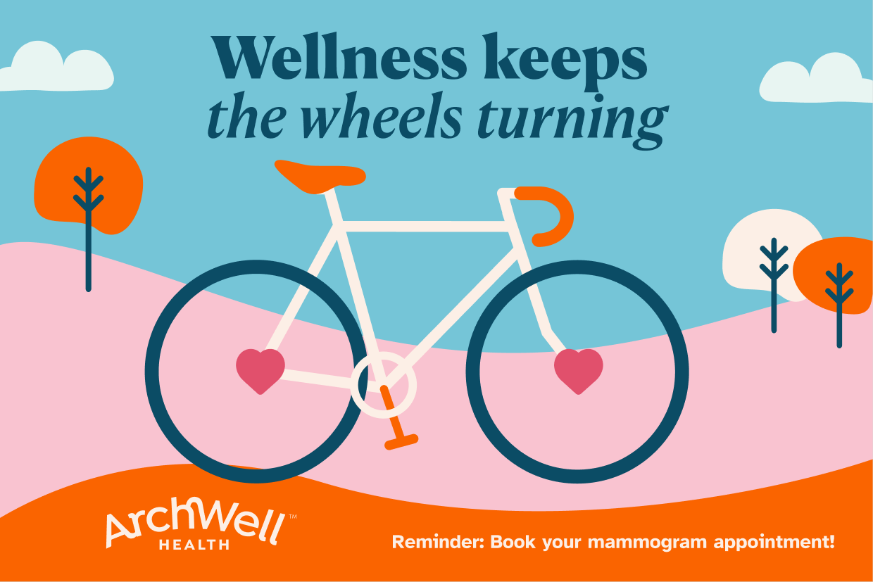 Postcard: “Wellness keeps the wheels turning.”